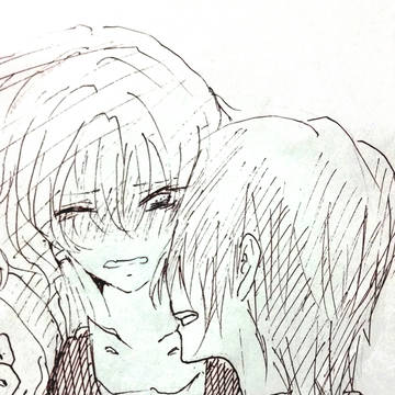 甘い言葉を囁いた後に首もとにかぶりついたハクヨナを描く。