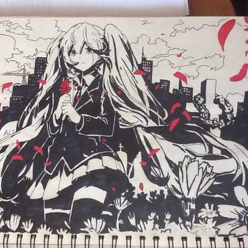 初音miku 黑白ver