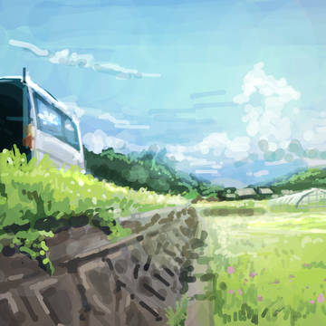 田んぼと廃車
