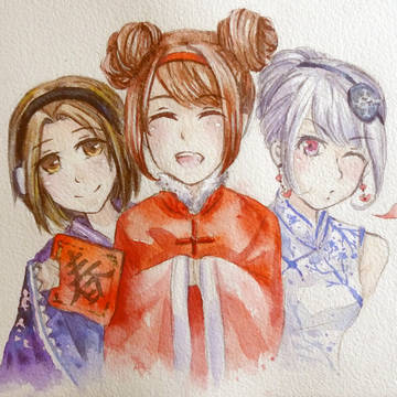 遲來的賀年圖 ! (安娜x羅莉x亞子新年裝)