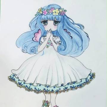 唯美、细腻风彩铅手绘二次元动漫 插画