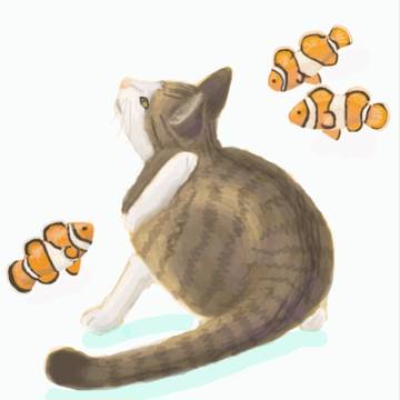 かゆかゆネコさんとクマノミ