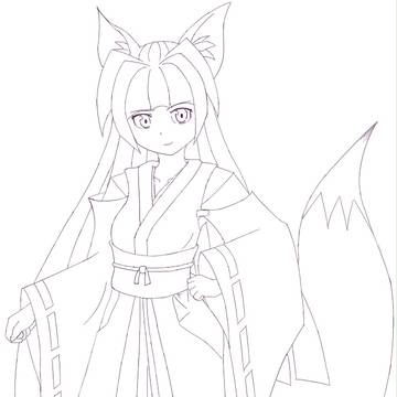 狐巫女_線画