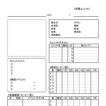 あんスタ プロフィールシート