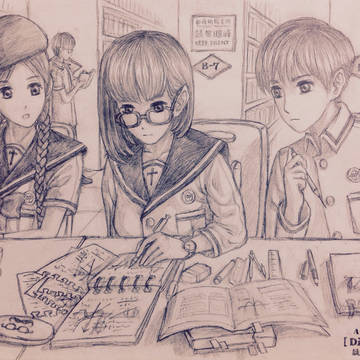 図書館で