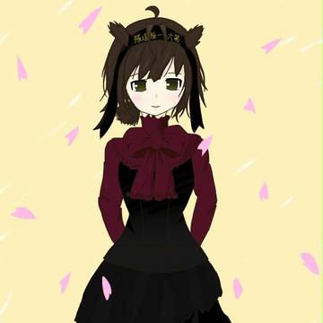 舞い散る桜と初月。
