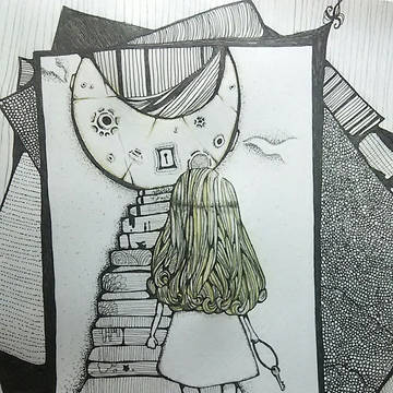 月と女の子