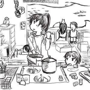 海に浸かりながら走行する家