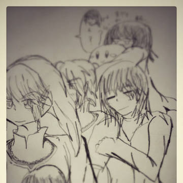 作者の妄想描いてみた。好きなキャラに...ﾑﾌﾌ【落描き】
