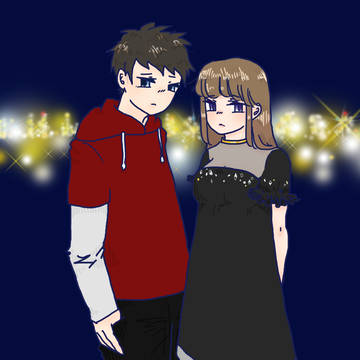 夜景と二人