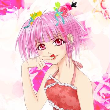 苺と花とピンク少女