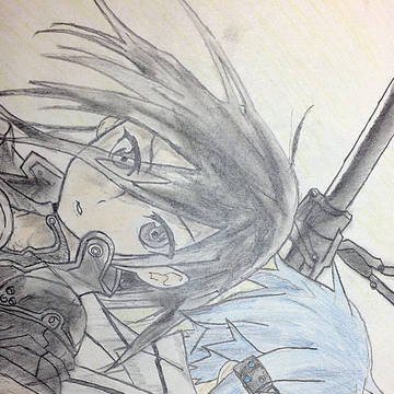 シノン＆キリト描いて色塗ってみた