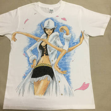 Tシャツに「ワンピース」のロビンを描いてみた