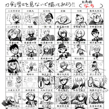 刀剣男子を見ないで描くテンプレのやつ