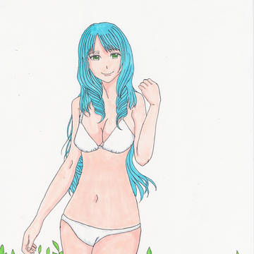 青い髪の女