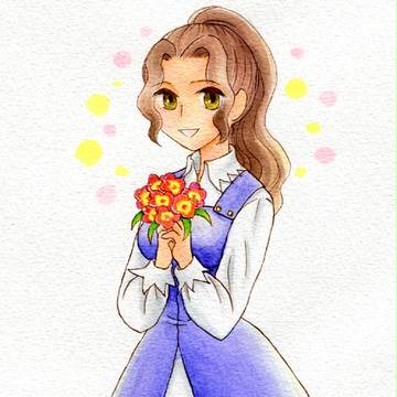 花束を持つ娘
