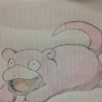 ポケモン手描き練習17　色付きヤドン