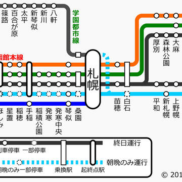 【改訂版】札幌近郊JR路線図（2016/3/26現在）