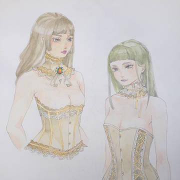 コルセットデザイン画3種