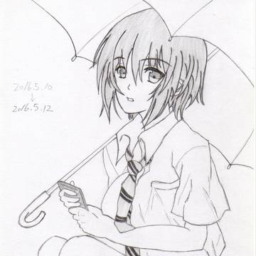 雨の中のスマホいじり