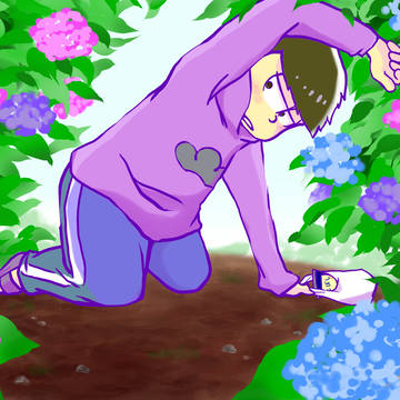 六月の花の中
