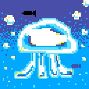 クラゲ ドット絵 フォローした某方への絵
