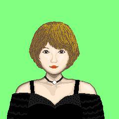 夏コミ用ドット立ち絵、黒い服の女性キャラ