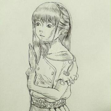 壁によりかかる少女