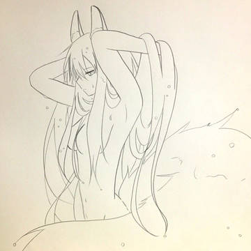 オオカミさんの水浴び
