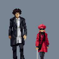 ドット絵 「霊能力者コンビ 常盤経蔵と珠緒」