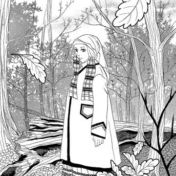 ベラルーシの民族衣装少女in秋の森
