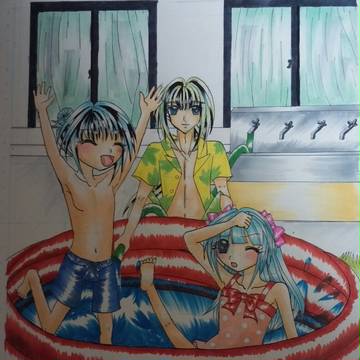 パパと水遊び
