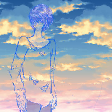 彼と夕日。
