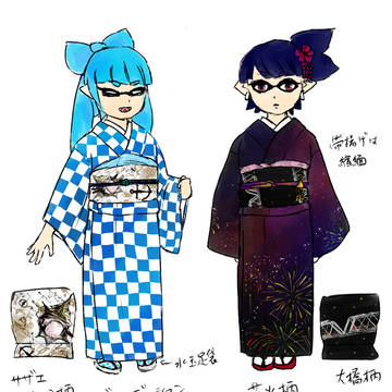 【スプラトゥーン】イカ着物妄想落書き