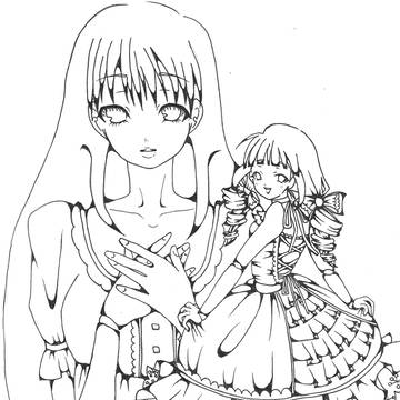 お人形さん線画(姉ver)
