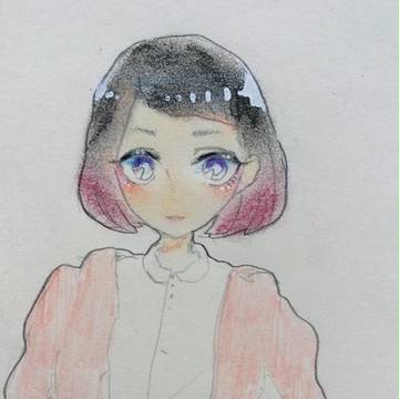 コンテパステルで女の子