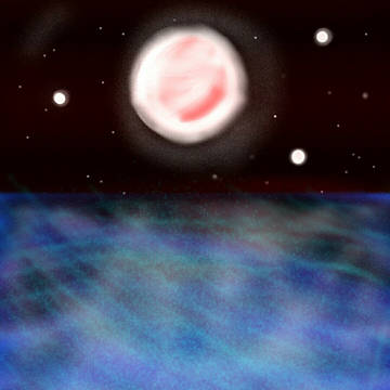 故郷の星が映る海