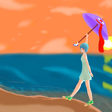 夕暮れの海辺