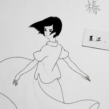 《大鱼・海棠》椿线稿。