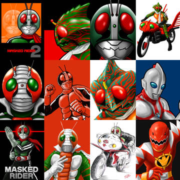 昔描いたヒーローとか。仮面ライダー他