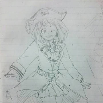 麗日お茶子 アナログイラスト 擬獣化あり