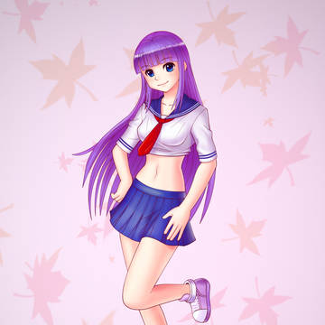 Girl Student Blue Hair