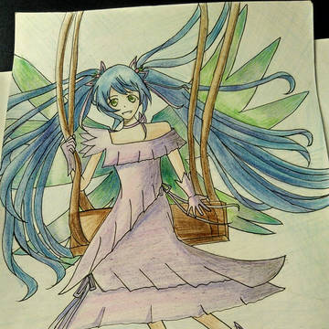 这是一张我也不知道怎么画出来的初音_(:з」∠)_