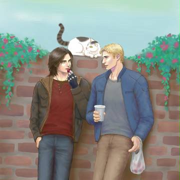 Bucky , Steve, a cat & plums...