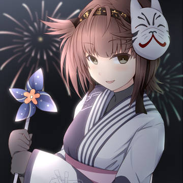 初月と花火