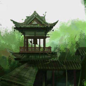 山中楼阁小风景-含绘图过程