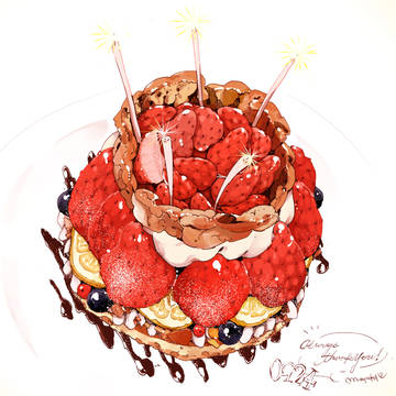 イチゴいっぱいのバースディケーキ