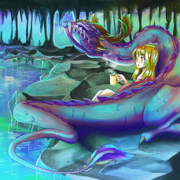 地底湖でサラマンダーとまったりコーヒー。