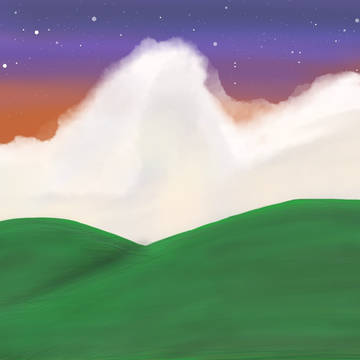 星が見える山、黄昏時ぽい風景