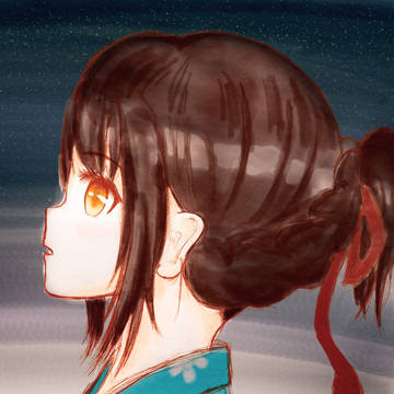 夜空を見上げる三葉
